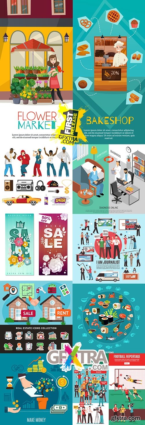 Modern big collection illustrations and elements design 26