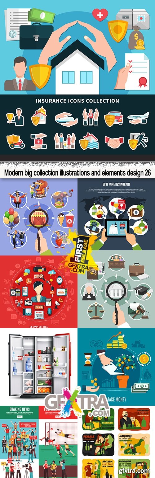 Modern big collection illustrations and elements design 26