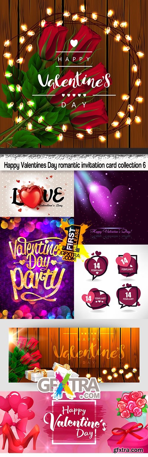 Happy Valentines Day romantic invitation card collection 6