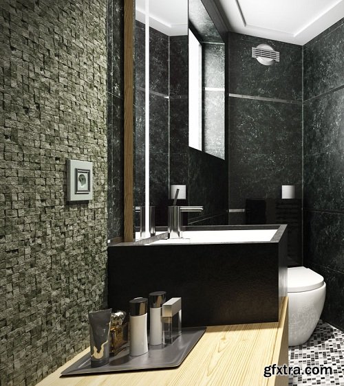 Modern Bathroom Full Interior Scene 05