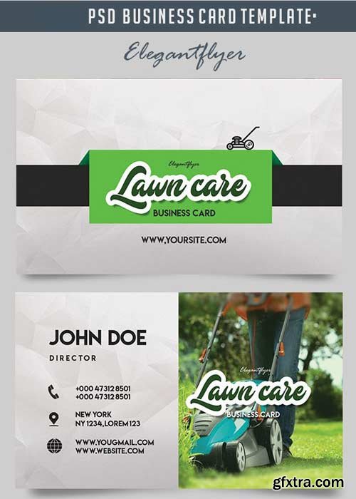 Lawn Care V1 2018 Business Card Templates PSD