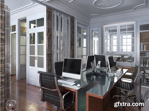 Modern Office 3D Interior Scene 01