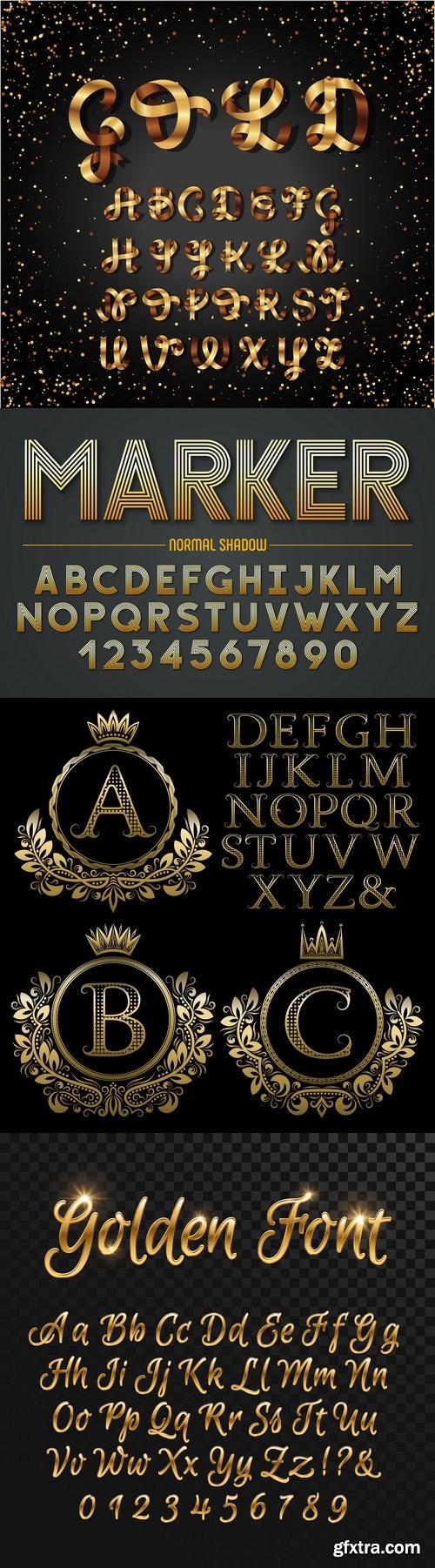 Vectors - Golden Alphabets Set 13