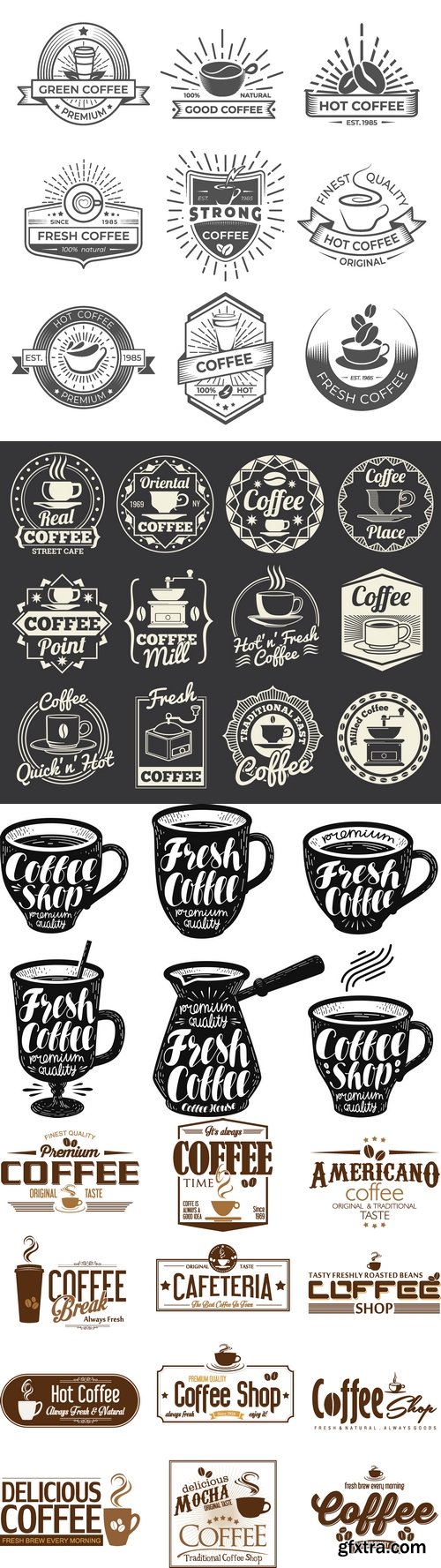 Vectors - Retro Coffee Labels Set 14