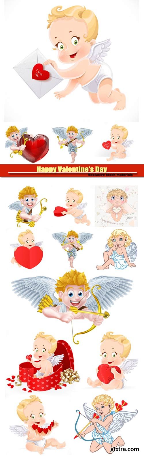 Happy Valentine's Day vector, hearts, romance, love, angels