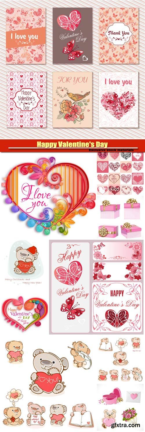 Happy Valentine's Day vector, hearts, romance, love