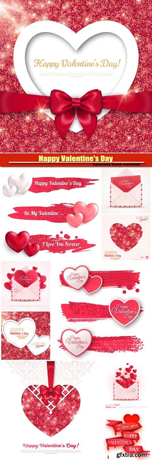 Happy Valentine's Day vector, hearts, romance, love