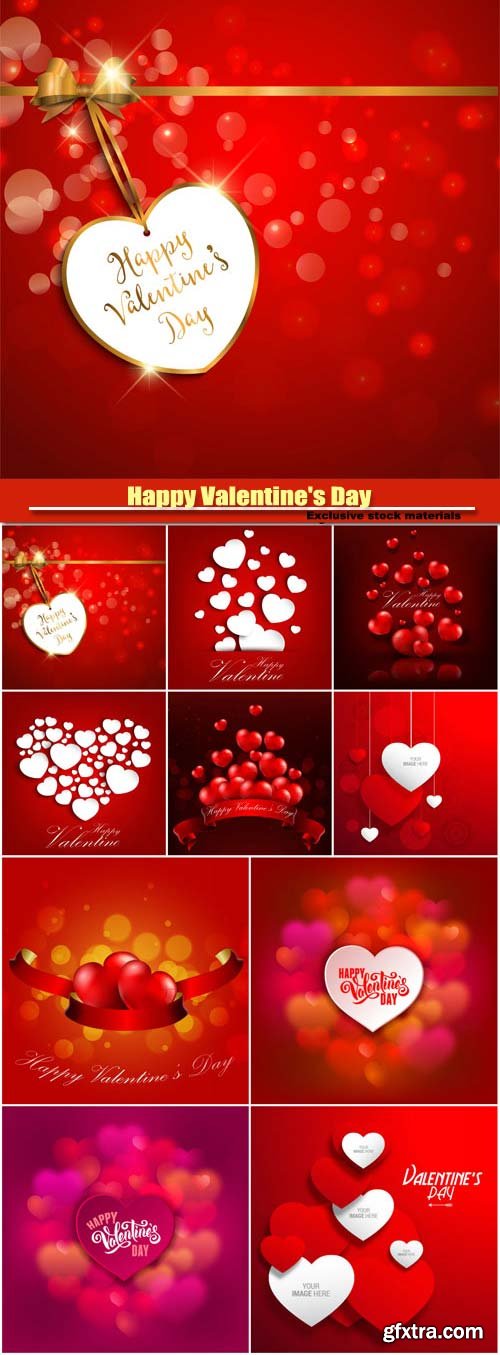 Happy Valentine's Day vector, hearts, romance, love