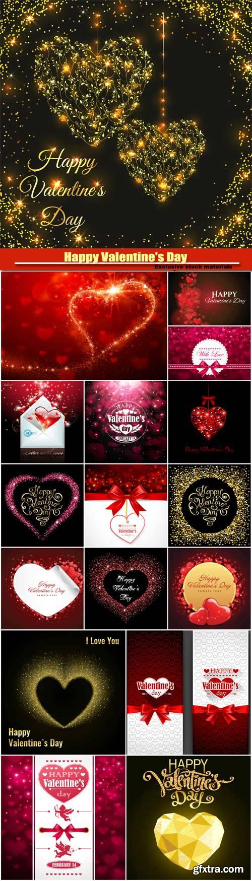 Happy Valentine's Day vector, hearts, romance, love