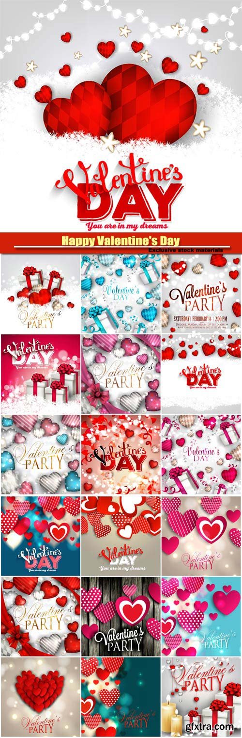 Happy Valentine's Day vector, hearts, romance, love