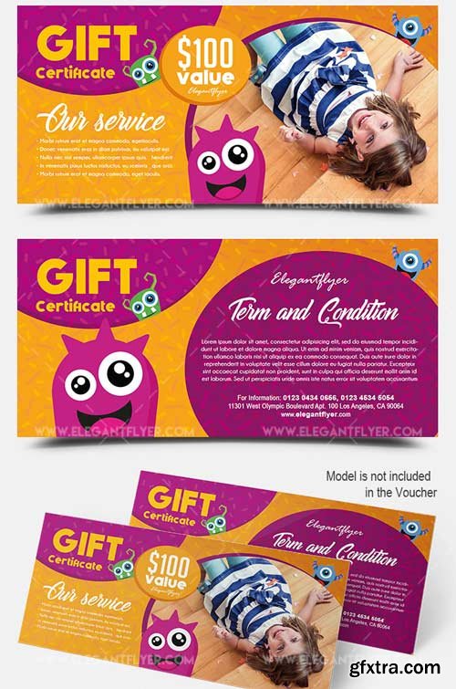 Kids V3 2018 Gift Certificate PSD Template