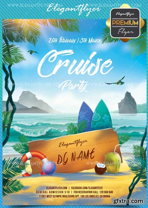 Cruise V1 2018 Flyer PSD Template + Facebook Cover