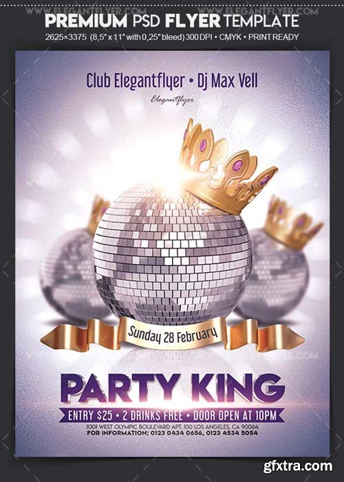 Party King V1 2018 Flyer PSD Template + Facebook Cover