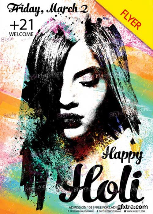 Holi V5 2018 PSD Flyer Template