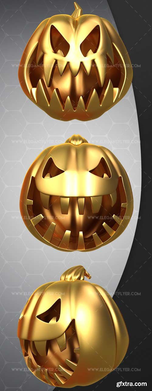 Gold Pumpkin V2 2018 3d Render Templates