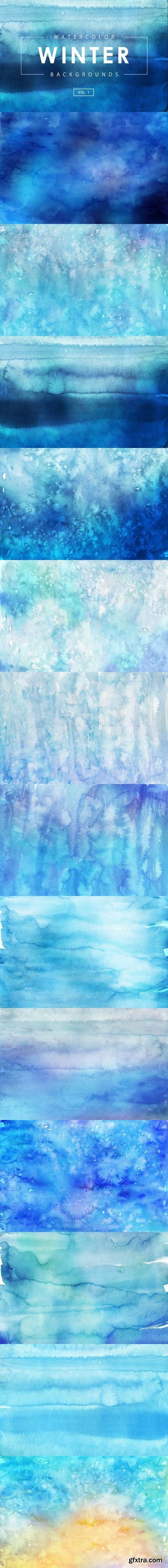 Winter Watercolor Backgrounds 1