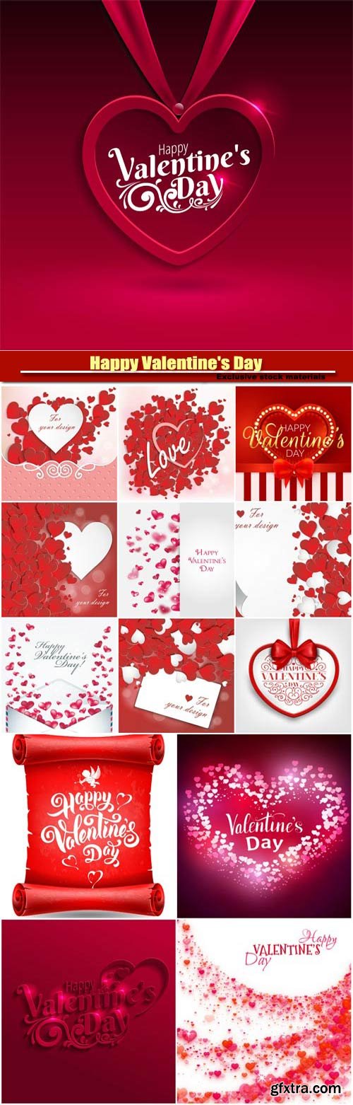 Happy Valentine's Day vector, hearts, romance, love