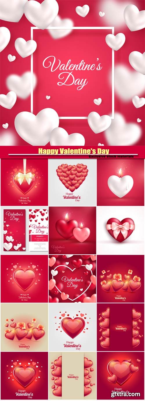 Valentines day vector, red and pink hearts