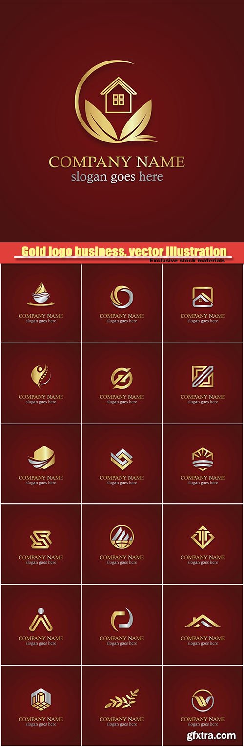 Gold logo business, vector illustration