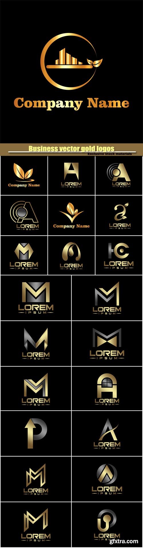 Business vector gold logos templates, creative figure icon