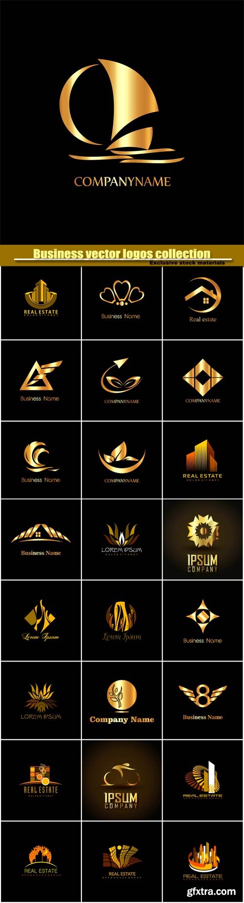 Business vector logos templates, creative gold figure icon