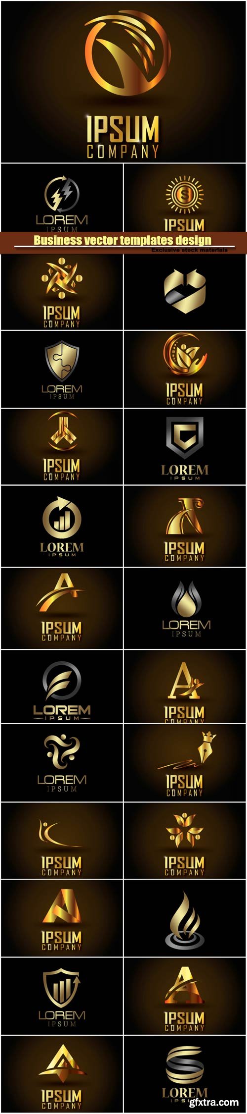 Set golden vector business logos