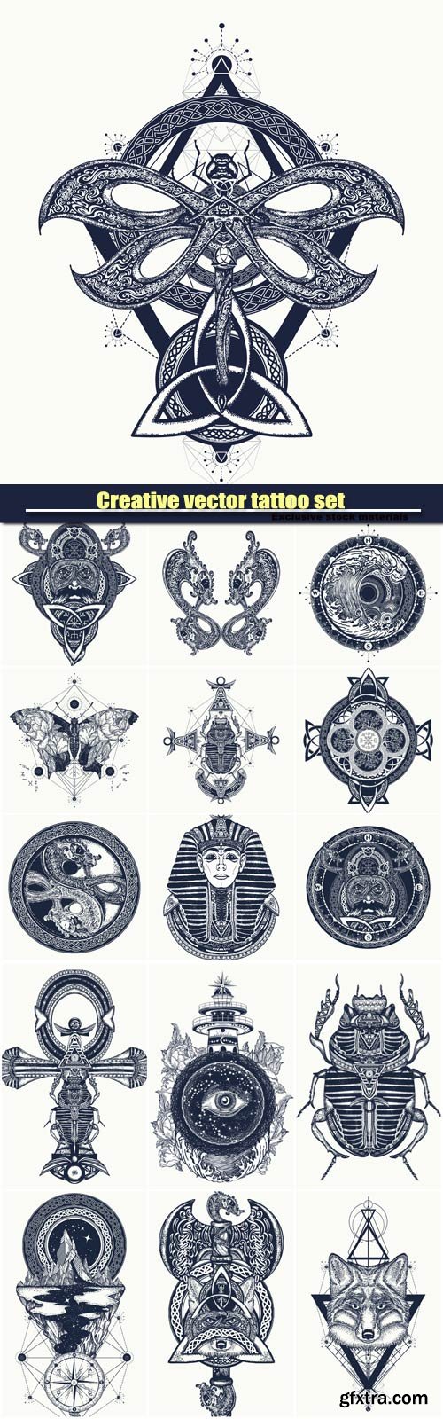 Creative vector tattoo set