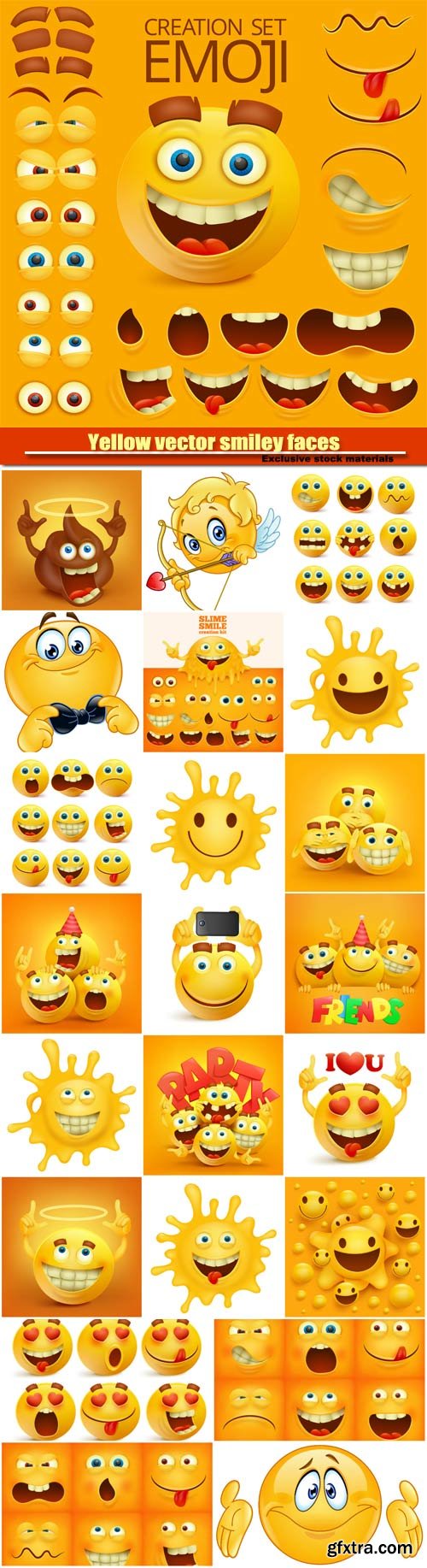 Yellow vector smiley faces