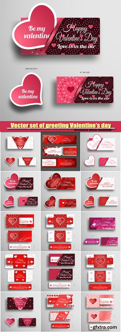 Vector set of greeting Valentine\'s day card