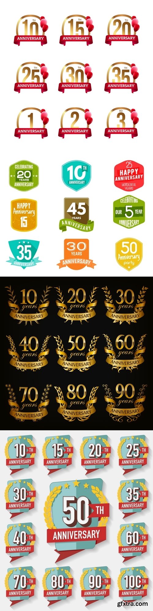 Vectors - Stylish Anniversary Labels 14