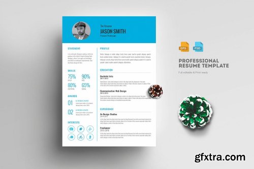 CreativeMarket 3 Pages Professional Resume/CV 2223152