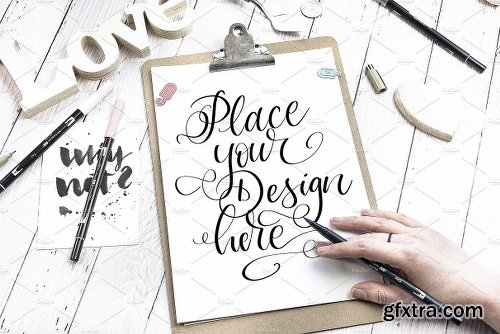 CreativeMarket 9 Sketchbook Notepad Flatlay Mockups 2223166