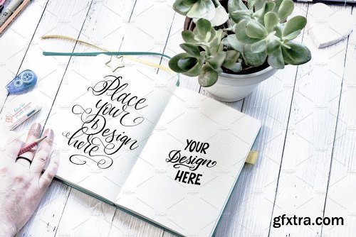 CreativeMarket 9 Sketchbook Notepad Flatlay Mockups 2223166