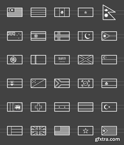 60 Flags Line Inverted Icons