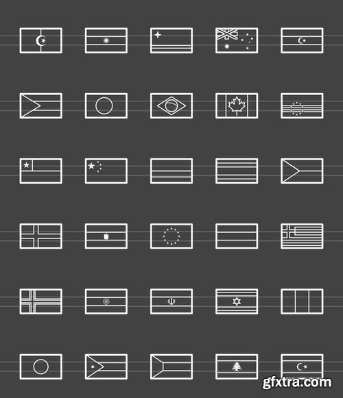 60 Flags Line Inverted Icons