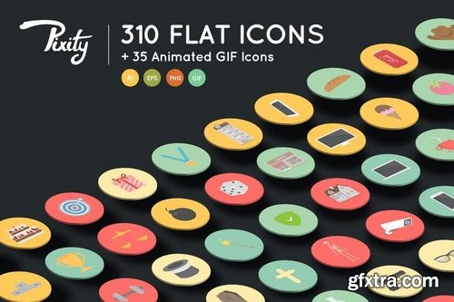 PixityLand 310 Flat Icons