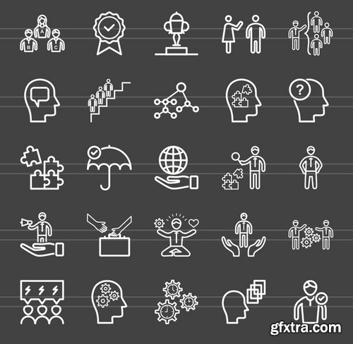 50 Soft Skills Line Inverted Icons