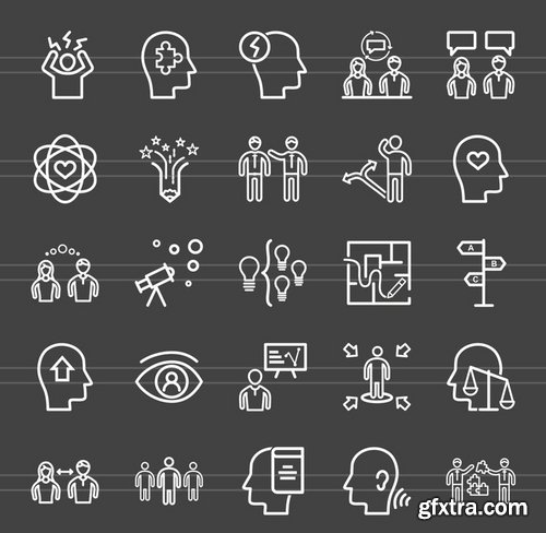 50 Soft Skills Line Inverted Icons