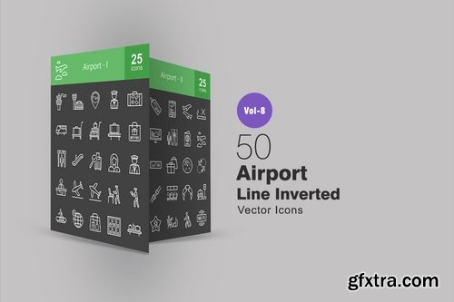 50 Airport Line Inverted Icons