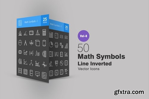 50 Math Symbols Line Inverted Icons