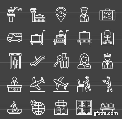 50 Airport Line Inverted Icons