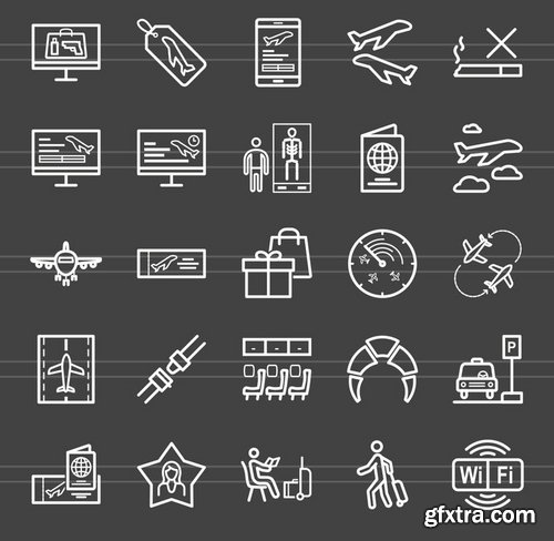 50 Airport Line Inverted Icons