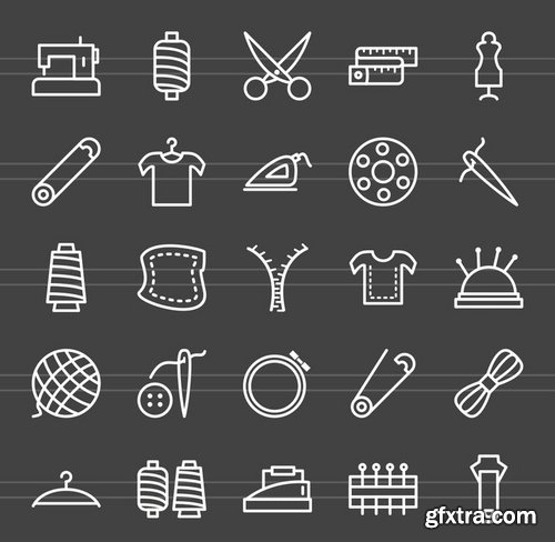 50 Sewing Line Inverted Icons