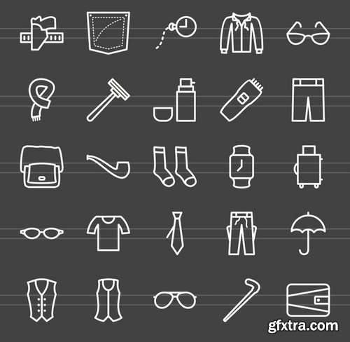 50 Men\'s Accessories Line Inverted Icons