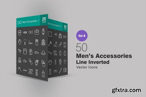 50 Men\'s Accessories Line Inverted Icons