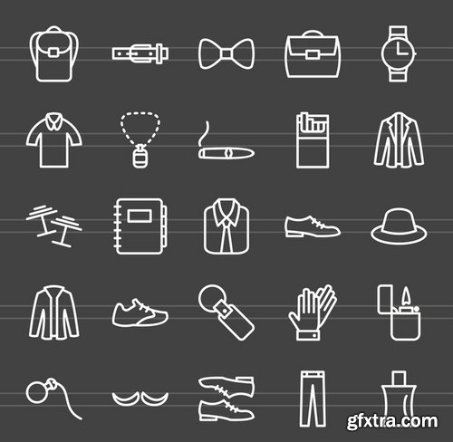 50 Men\'s Accessories Line Inverted Icons