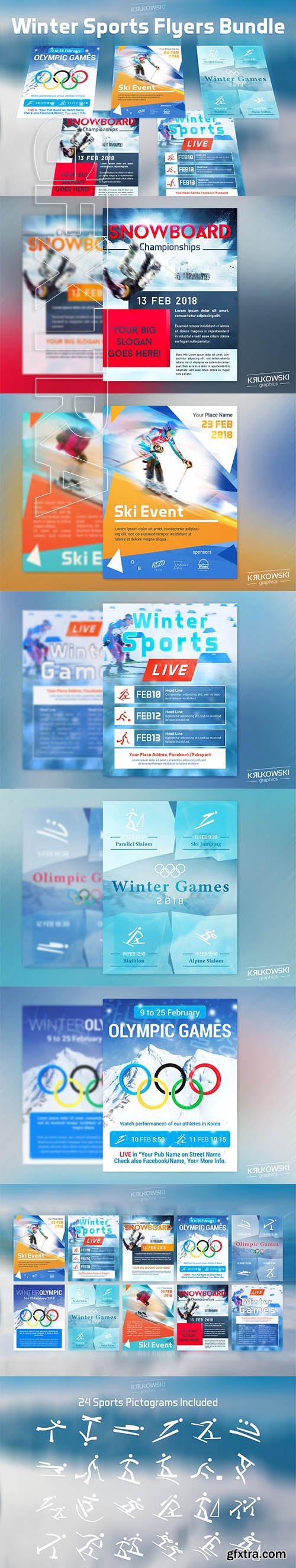 CreativeMarket - Winter Sports Flyers Bundle 2289363