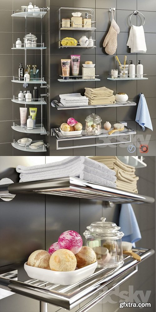 Accessories and cosmetics for the bath + Axentia shelves, Bemeta set 2