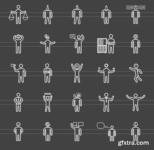 50 Personality Traits Line Inverted Icons