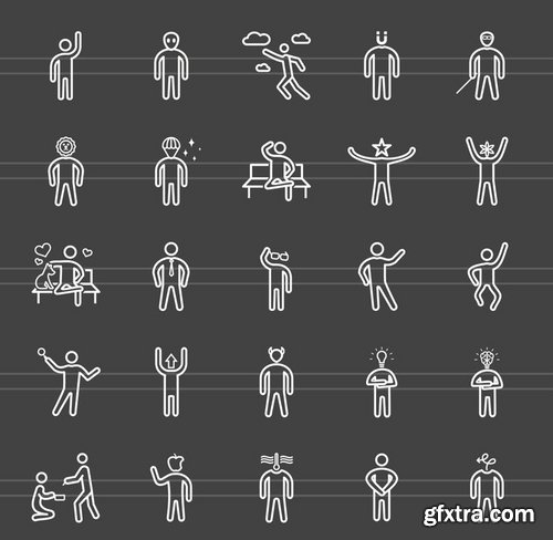 50 Personality Traits Line Inverted Icons